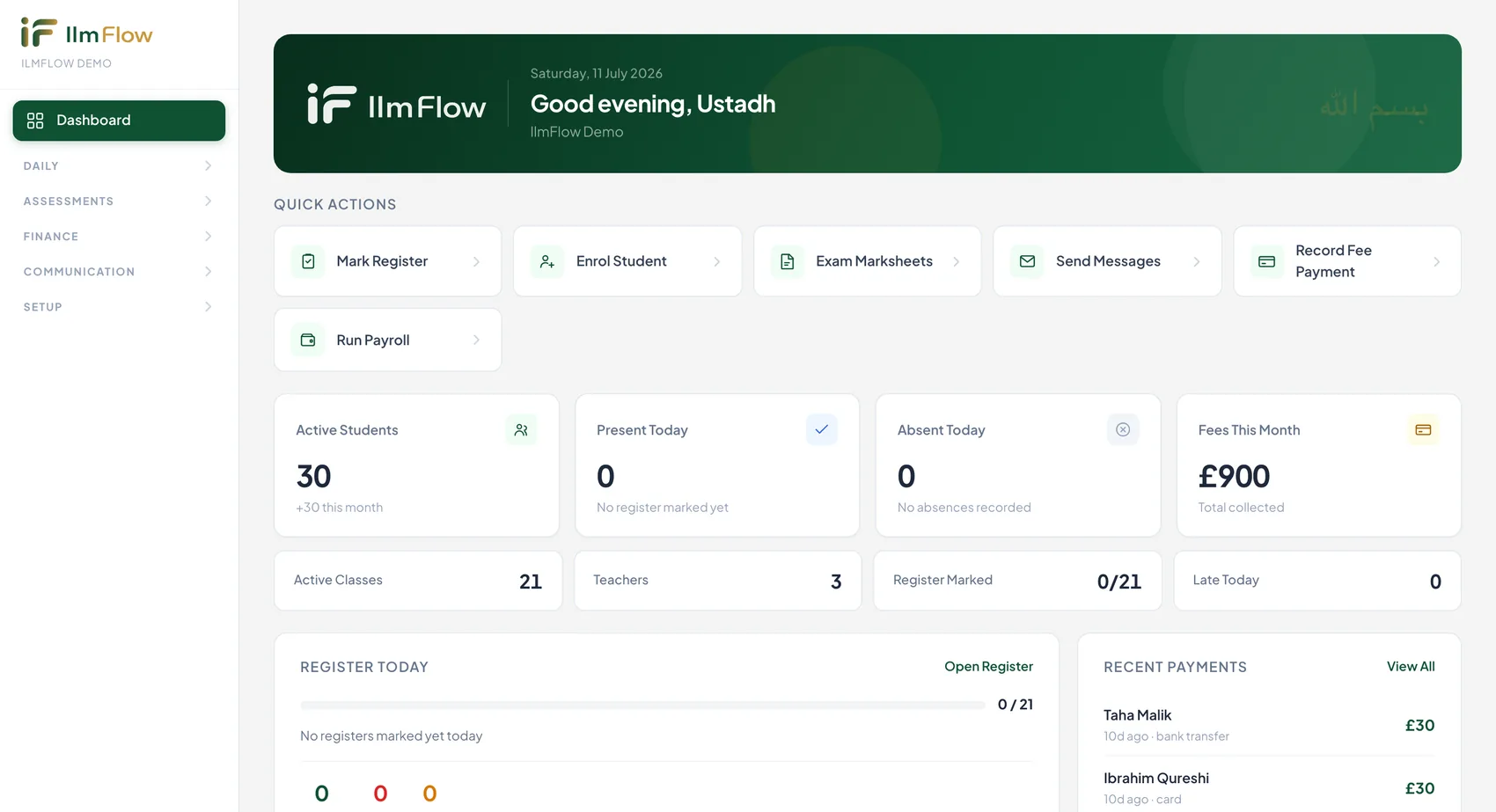 IlmFlow Dashboard — real screenshot
